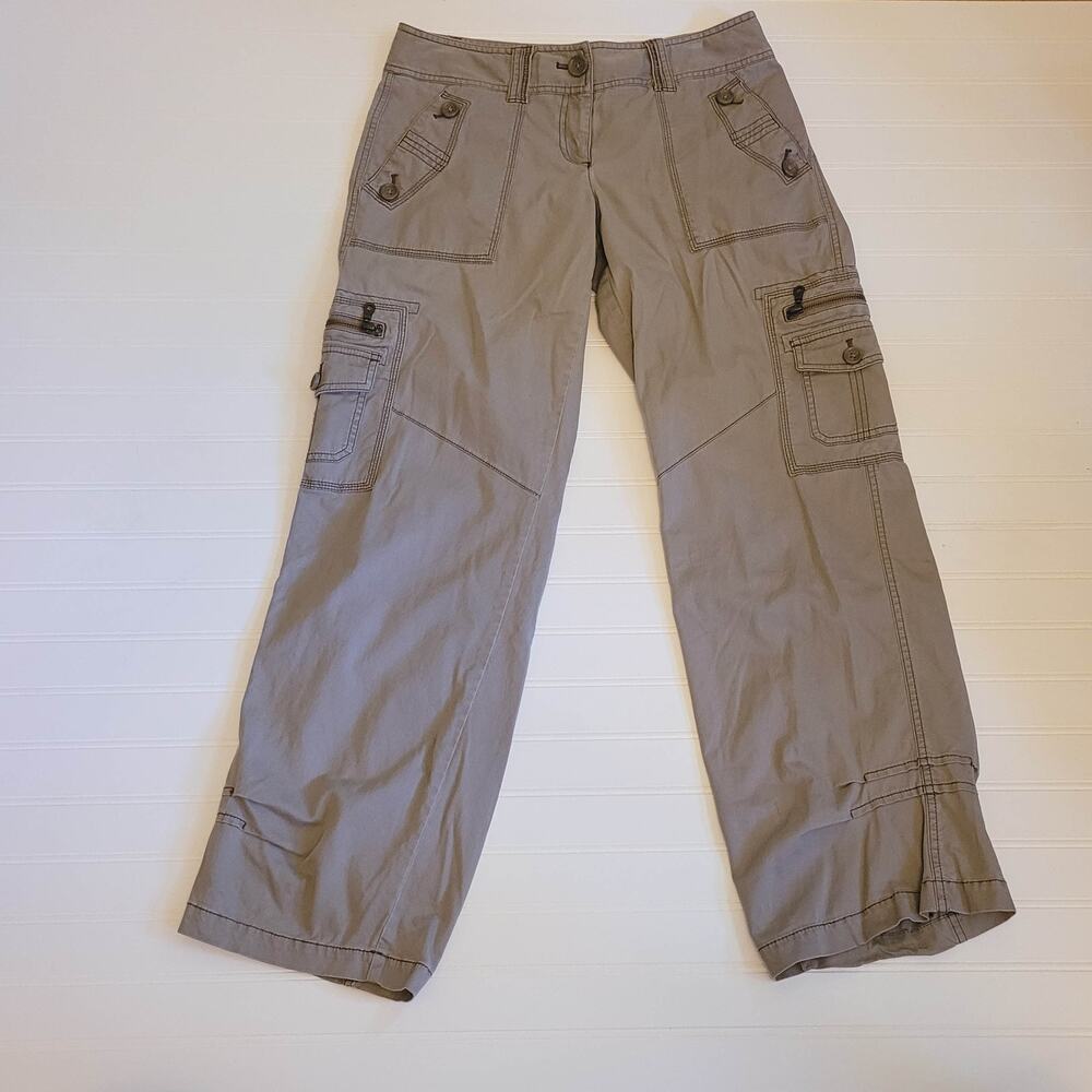 Loft Pants Size 6 Beige Marisa Cargo Utility Casual Cotton Blend